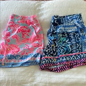 Lilly Pulitzer Women's Pink & Blue Patterned Shorts - Pair
